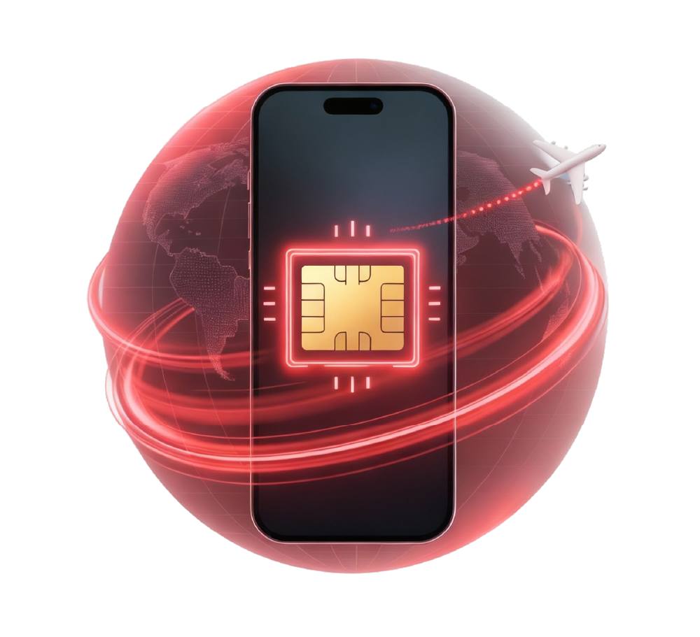 Person using eSIM for seamless international travel